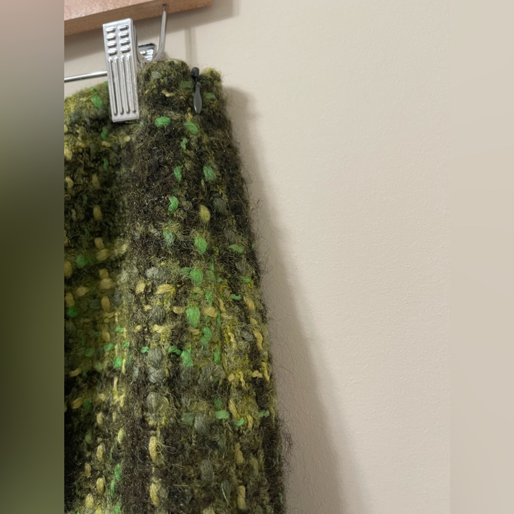 Cynthia Steffe Multi-Green Wool Blend Tweed Style Mini Skirt Size 10 - Picture 7 of 10
